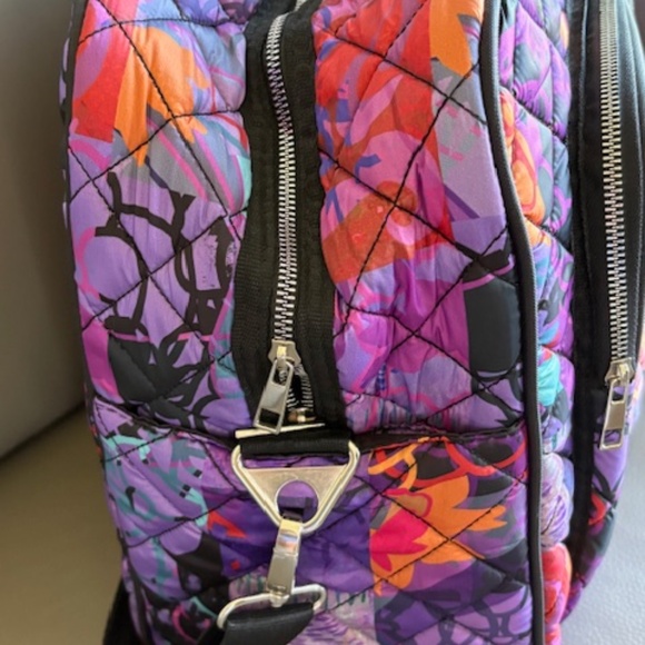 DOLCEZZA large quilted fabric travel bag multicolour purple with shoulder strap - Picture 7 of 16
